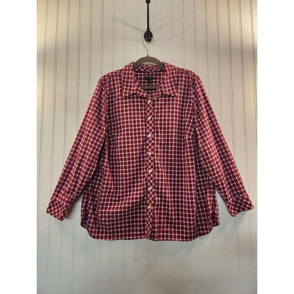 Talbots Tops - Talbots Women's Hot Pink Gingham Plaid Button-down Shirt Size 2XL Petite Casual